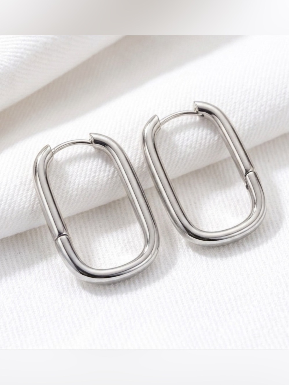 Silver plated women’s 24mm hoop earrings hypoallergenic - Picture 2 of 4